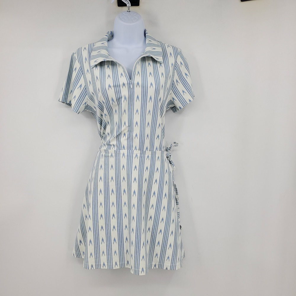 Smith & Quinn Blue White Wrap Around Short Sleeve Athletic Skort Dress Large